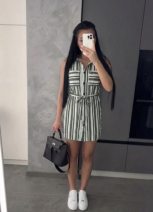 Летнее платье🌸100% бавовна ☀️ tally weijl 🌿 летнее платье в полоску 👗 сарафан рубашка на пуговицах размер s