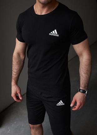 Літній чоловічий спортивний костюм adidas чорний xl