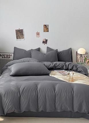 Постельное белье семейное dushka home поликотон 21192 160х215х2 см темно-серое
