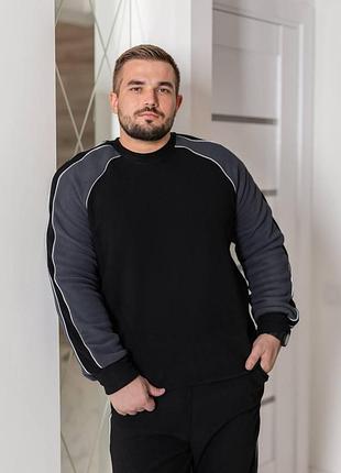 Мужской флисовый костюм чорно-белый, 56/58