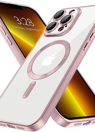 Чохол fiji chrome для apple iphone 13 pro з magsafe та захистом камер матовий rose powder