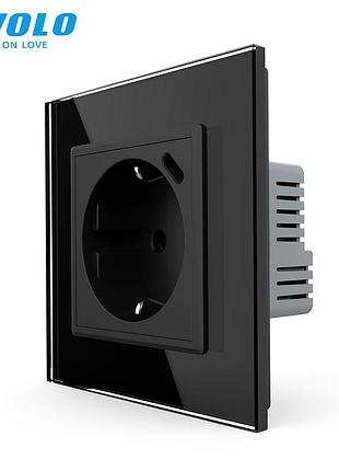 Электрическая розетка с usb type-c 18вт для зарядки 1 шт черная стекло livolo rem-2033
