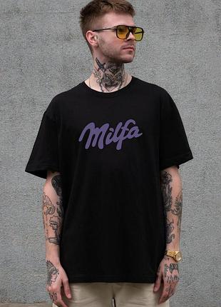 Мужская оверсайз футболка without с принтом milfa black s/m