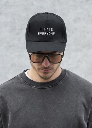 Чоловіча кепка бейсболка тракер without з принтом hate black