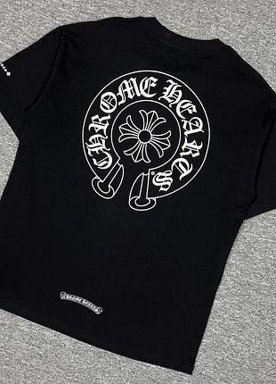 Футболка chrome hearts с большим лого на спине майка тышка хром хартс унисекс мужская люкс оверсайз футболка хроме хардс черный, l