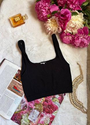 Чорний топ майка в рубчик хс с zara