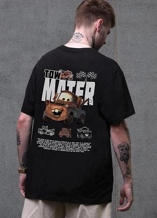 Мужская оверсайз футболка without с принтом tow mater black s/m