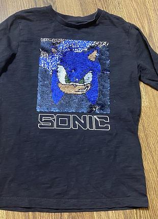 Реглан sonic с пайетками для мальчика 7лет