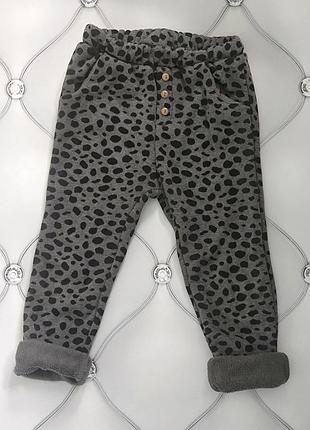 Теплые брюки zara на девочку 3-4 р