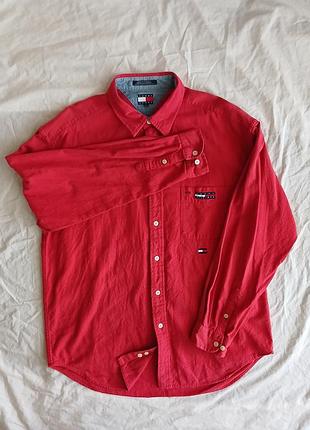 Винтажная красная рубашка Tommy hilfiger jeans оригинал