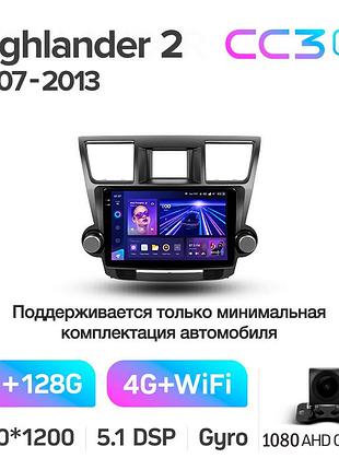 Штатна магнітола teyes cc3 2k 6+128 gb toyota highlander 2 xu40 2007-2013 10"