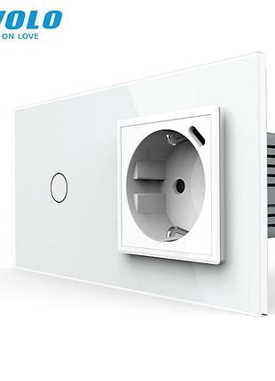 Сенсорный выключатель с розеткой и usb type-c 18вт 16а 230в для дома белый livolo rem-1584