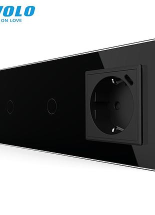 Сенсорний диммер 2 сенсори 18 вт для дому з usb type-c чорне скло livolo rem-1566
