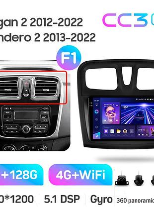 Штатна магнітола teyes cc3 2k 6+128 gb 360° renault logan 2 2012-2022, sandero 2 2013-2022 (f1) (a) 9"