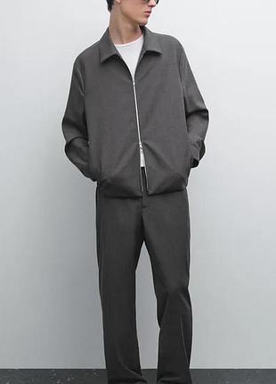 Мужские брюки massimo dutti total look из смесовой шерсти серые