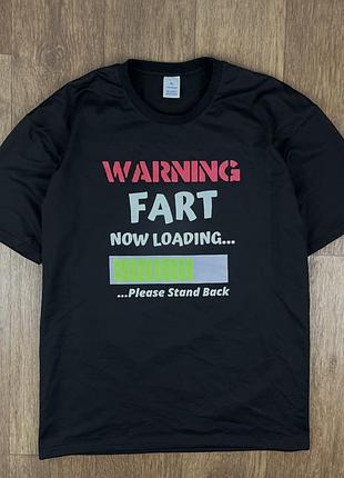 Футболка warning fart чорна чоловіча з написом літня смішна жарт