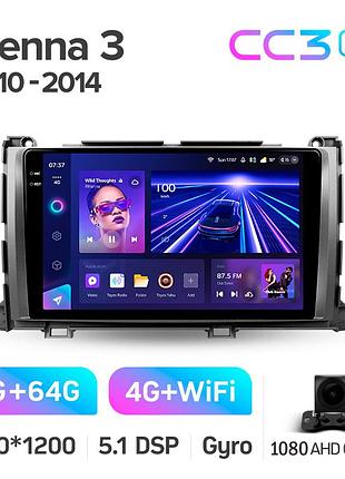 Штатна магнітола teyes cc3 2k 4+64 gb toyota sienna 3 xl30 2010 - 2014 (a) 9"