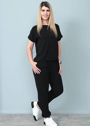 Летний женский костюм со штанами на резинке 42/44, черный