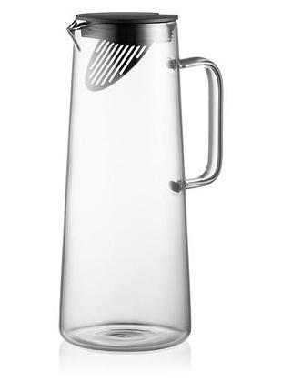Глечик з кришкою ardesto graphite скляний 1.35л графітовий (ar2613gr)