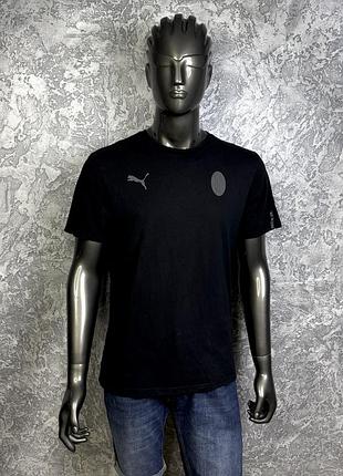 Puma milan футболка l размер футбольная черная с принтом