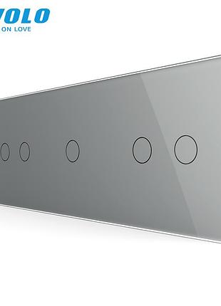 Сенсорный проходной выключатель 5 сенсоров для дома серый стекло livolo rem-979