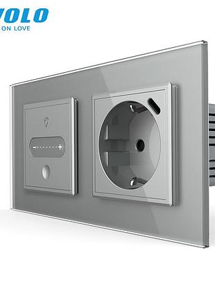 Сенсорный проходной диммер с usb type-c 18вт для дома серый livolo rem-1262