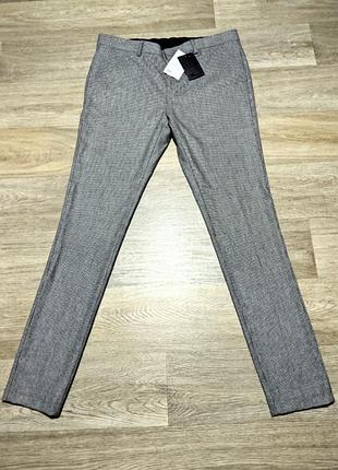 Чоловічі сірі штани asos з принтом в англійському стилі, розмір 34/34 super skinny