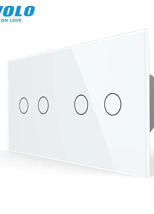 Умный сенсорный проходной выключатель 4 клавиши wi-fi стекло livolo rem-958