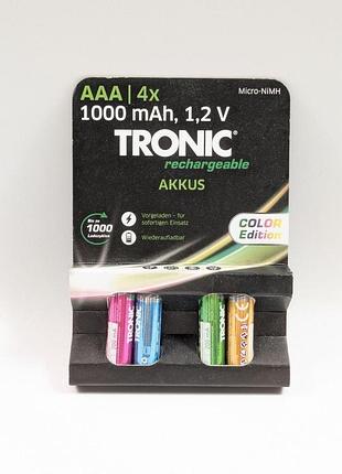 Аккумуляторные батарейки tronic nimh aaa hr03 4 штуки