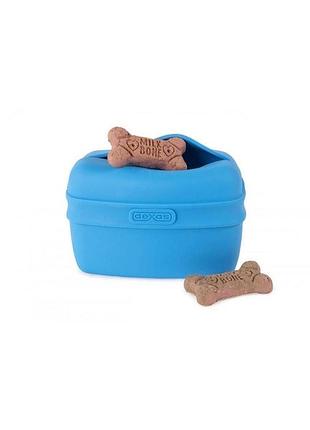 Сумка під ласощі для собак dexas pooch pouch силіконова з кліпсою на блакитний пояс.