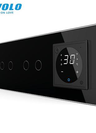 Сенсорный диммер с терморегулятором для теплого пола 3.5 квт черный livolo rem-1071