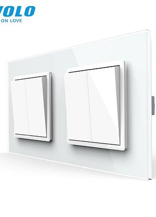 Перекрестный выключатель 4 клавишный ручной до 1600 вт стекло белый livolo rem-752