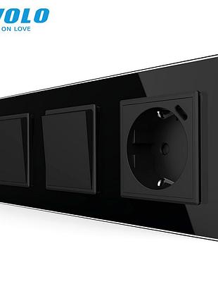 Перекрестный выключатель 2-клавишный с розеткой usb type-c 18 вт для дома черный livolo rem-686