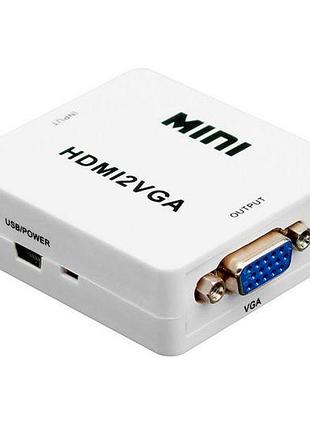 Переходник vga на hdmi конвертер для пк, ноутбука, видео регистратора адаптер преобразователь с аудио и внешним питанием hdmi -