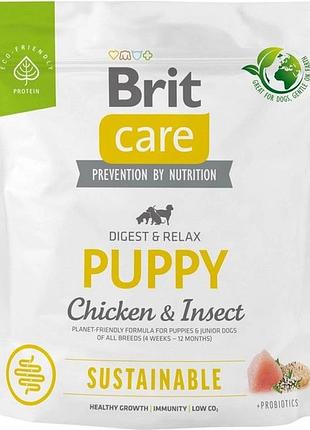 Brit care dog sustainable puppy сухий корм для цуценят з куркою та комахами 1 кг