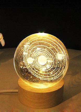 Светодиодный хрустальный шар, декоративный универсальный 3d ночник, хрустальный шар "спутник"