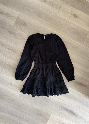 Чорна сукня прошва ярусна zara s легка котонова