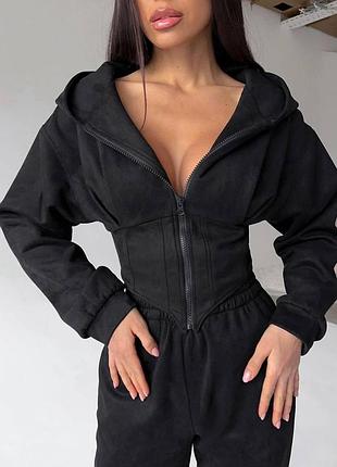 Женский костюм из замша m-l, чорний