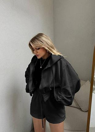 Женский костюм на лето (кофта+шорты) 42-46, черный