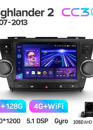Штатна магнітола teyes cc3 2k 6+128 gb toyota highlander 2 xu40 2007-2013 9"