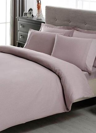 Двоспальний king size комплект tac premium basic lila сатин-stripe