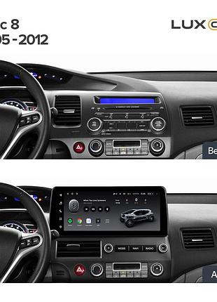 Штатна магнітола teyes lux one 6+128 gb 360° honda civic 8 fk fn fd 2005-2012 12.3" (l1)