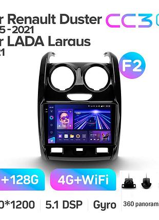 Штатна магнітола teyes cc3 2k 6+128 gb 360° renault duster 2015-2021 / lada largus 2021 (f2) 9"