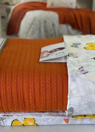 Літній євро комплект з в’язаним пледом romeo home orange