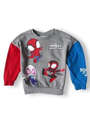 Мягкая кофта толстовка c приспущенными плечами человек-паук spider-man marvel primark 4-5 лет