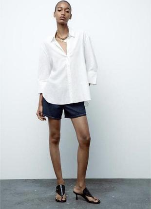 Zara льняная рубашка свободного кроя
