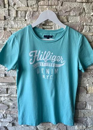 Tommy hilfiger 🩵 оригінал 34 36 футболка бірюзового кольору томі футболка
