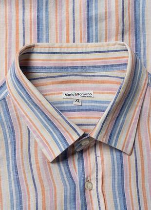 Mario romano multicolor striped linen shirt button-up lon sleeve  [smh017155]
