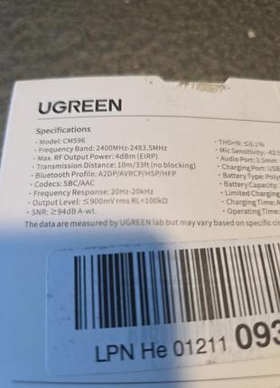 Bluetooth-адаптер ugreen bluetooth 5.3 приймач адаптер 3.5 мм black (cm596) 3