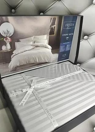 Двоспальний євро комплект fiesta line grey сатин-stripe